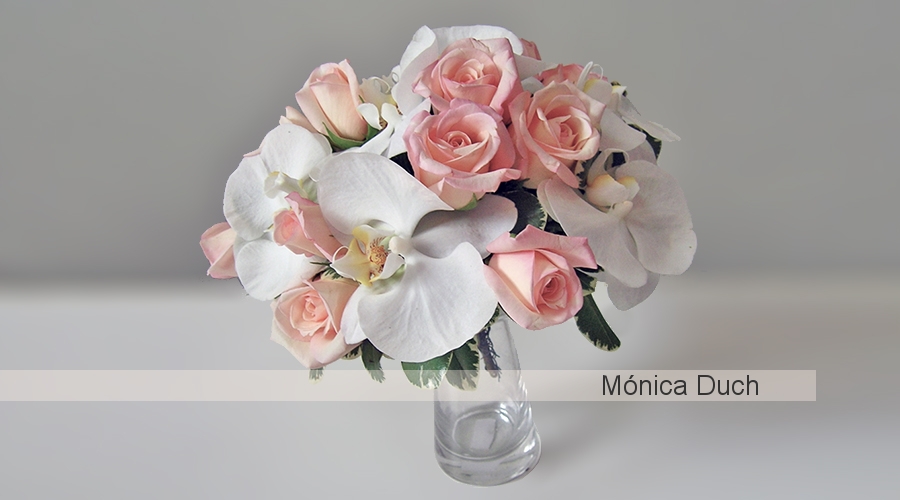 RAMO DE NOVIA con ORQUIDEAS - Tonos en blanco y rosado